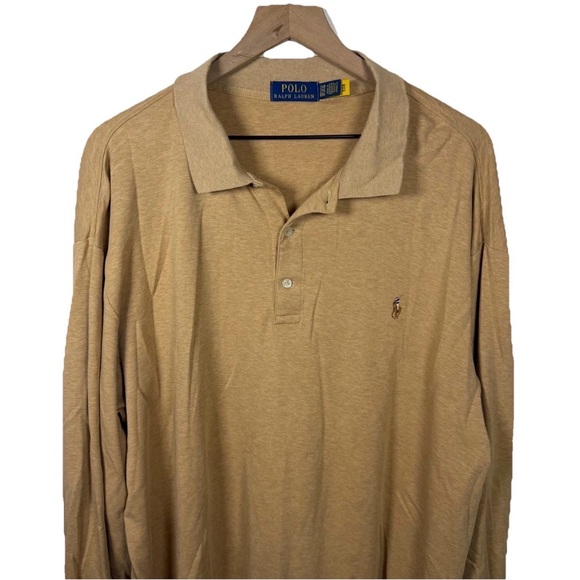 Polo Ralph Lauren Other - Polo Ralph Lauren Double-Knit Jersey Long-Sleeve Polo Tan Size 2XB Flesh Pony
